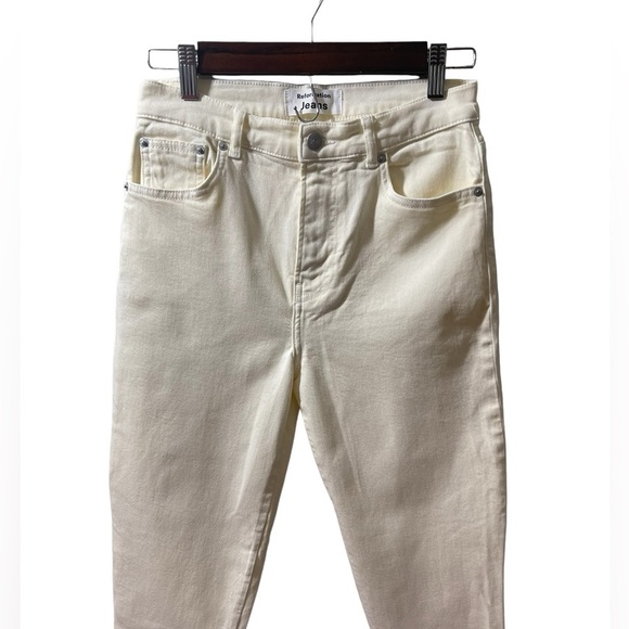 Reformation Mid Rise Skinny Jeans Ivory Size 26 - Picture 3 of 10